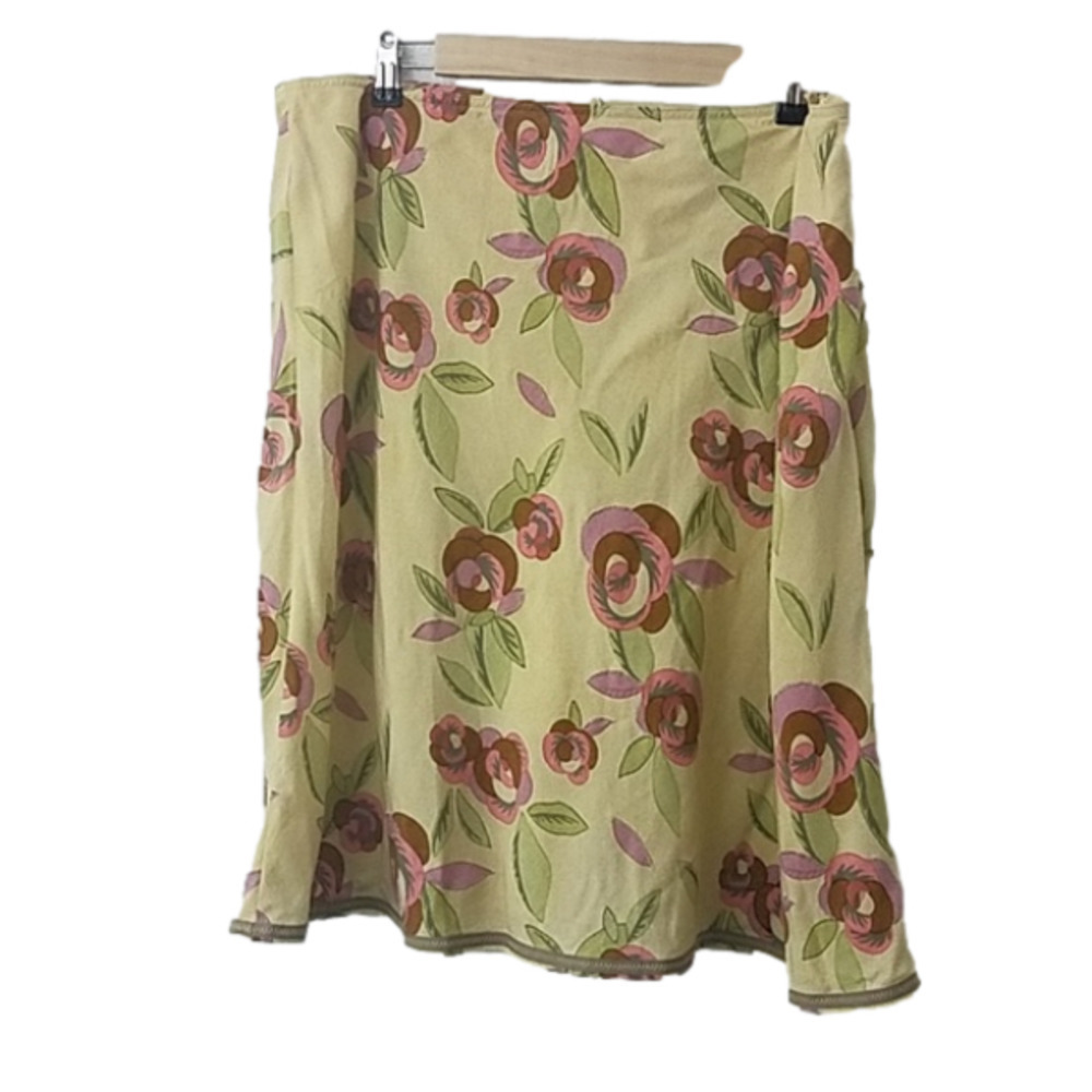 J. Jill Floral A-Line Skirt in Cream, Pink, Green
